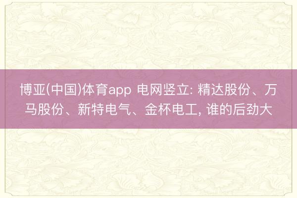 博亚(中国)体育app 电网竖立: 精达股份、万马股份、新特电气、金杯电工， 谁的后劲大