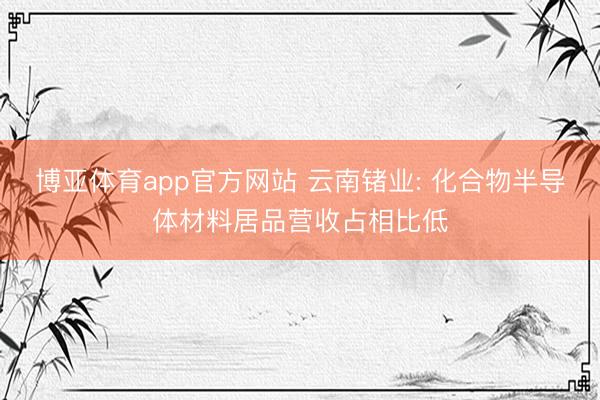 博亚体育app官方网站 云南锗业: 化合物半导体材料居品营收占相比低