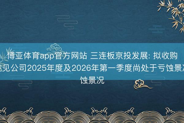 博亚体育app官方网站 三连板京投发展: 拟收购主见公司2025年度及2026年第一季度尚处于亏蚀景况