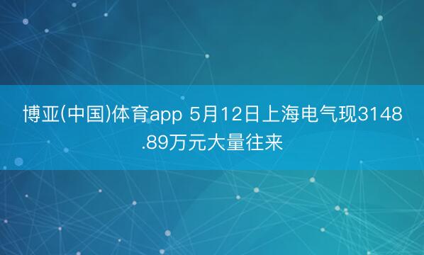 博亚(中国)体育app 5月12日上海电气现3148.89万元大量往来