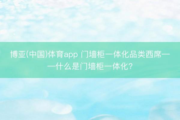 博亚(中国)体育app 门墙柜一体化品类西席——什么是门墙柜一体化?