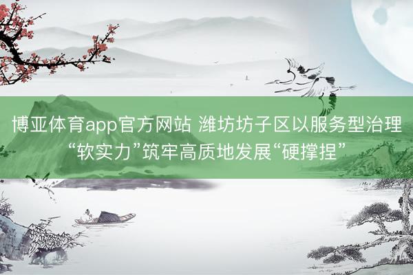 博亚体育app官方网站 潍坊坊子区以服务型治理“软实力”筑牢高质地发展“硬撑捏”