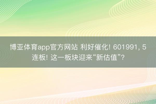 博亚体育app官方网站 利好催化! 601991， 5连板! 这一板块迎来“新估值”?