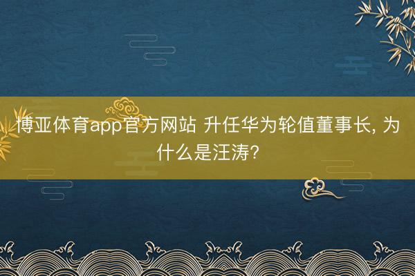 博亚体育app官方网站 升任华为轮值董事长， 为什么是汪涛?