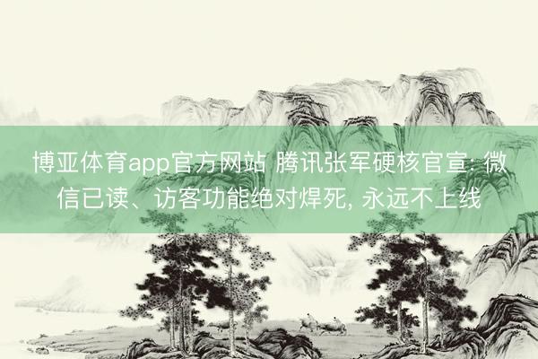 博亚体育app官方网站 腾讯张军硬核官宣: 微信已读、访客功能绝对焊死， 永远不上线