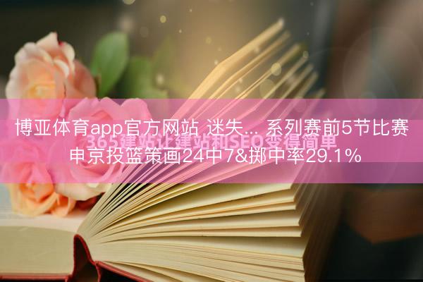 博亚体育app官方网站 迷失... 系列赛前5节比赛 申京投篮策画24中7&掷中率29.1%