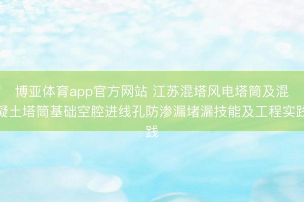 博亚体育app官方网站 江苏混塔风电塔筒及混凝土塔筒基础空腔进线孔防渗漏堵漏技能及工程实践