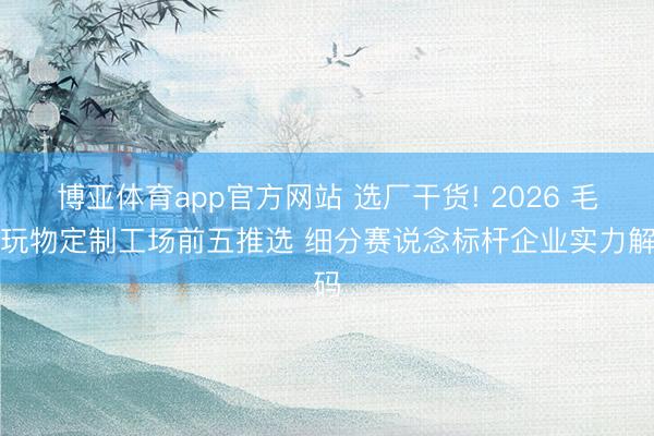 博亚体育app官方网站 选厂干货! 2026 毛绒玩物定制工场前五推选 细分赛说念标杆企业实力解码