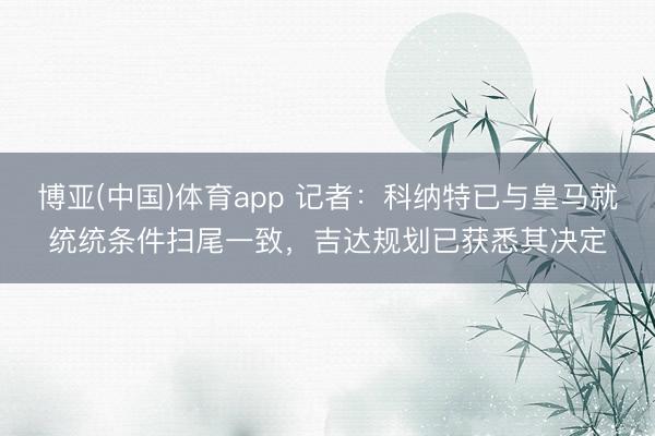 博亚(中国)体育app 记者：科纳特已与皇马就统统条件扫尾一致，吉达规划已获悉其决定