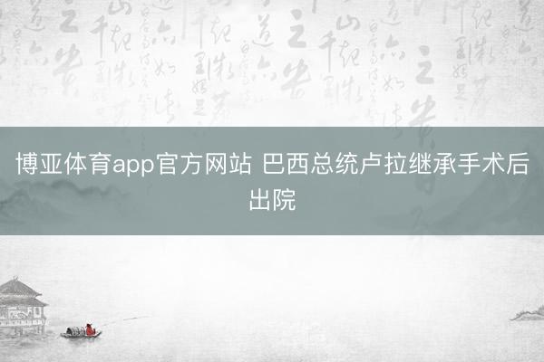 博亚体育app官方网站 巴西总统卢拉继承手术后出院