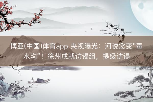 博亚(中国)体育app 央视曝光：河说念变“毒水沟”！徐州成就访谒组，提级访谒