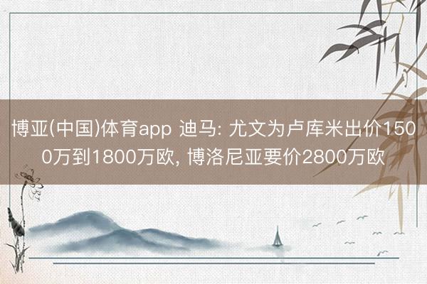 博亚(中国)体育app 迪马: 尤文为卢库米出价1500万到1800万欧， 博洛尼亚要价2800万欧